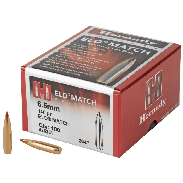 Picture of Hornady ELD-M  .264 Diameter  6.5MM  140 Grain  Ballistic Tip  100 Count 26331