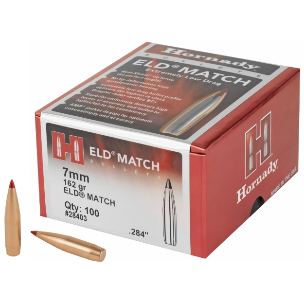 Picture of Hornady ELD-M  .284 Diameter  7MM  162 Grain  Ballistic Tip  100 Count 28403