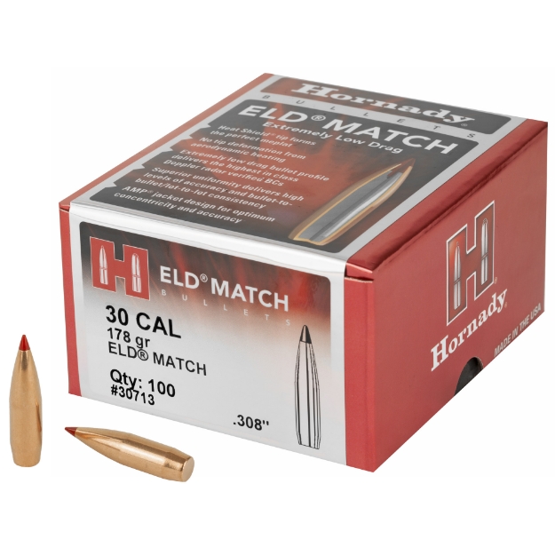 Picture of Hornady ELD-M  .308 Diameter  308 Caliber  178 Grain  Ballistic Tip  100 Count 30713