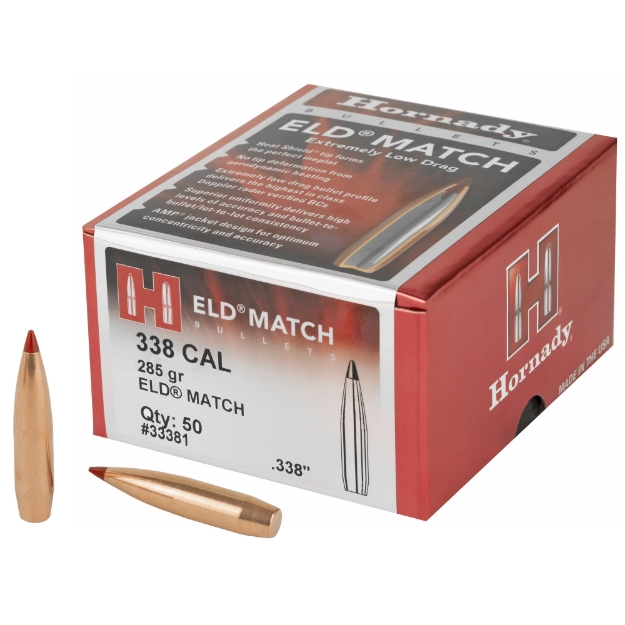 Picture of Hornady ELD-M  .338 Diameter  338 Lapua  285 Grain  Ballistic Tip  50 Count 33381
