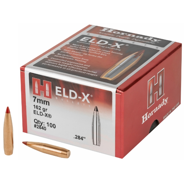 Picture of Hornady ELD-X  .284 Diameter  7MM  162 Grain  Ballistic Tip  100 Count 2840