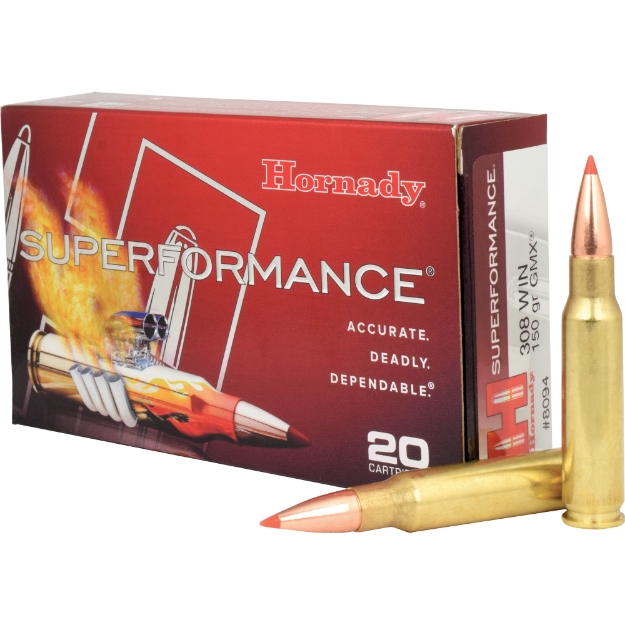 Picture of Hornady Superformance  308 Winchester  150 Grain  Copper Alloy eXpanding Projectile  20 Round Box 80944