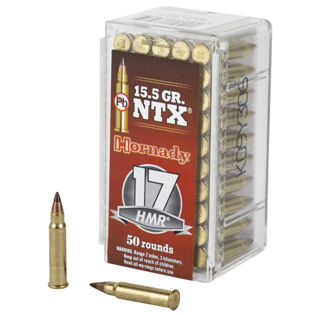 Picture of Hornady Varmint Express  17HMR  15.5 Grain  NTX  Lead Free  50 Round Box  California Certified Nonlead Ammunition 83171