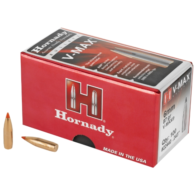 Picture of Hornady V-Max  .243 Diameter  6MM/243 Winchester  87 Grain  Ballistic Tip  100 Count 22440