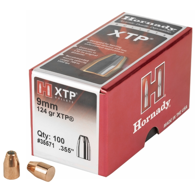 Picture of Hornady XTP  .355 Diameter  9MM  124 Grain  Hollow Point  100 Count 35571