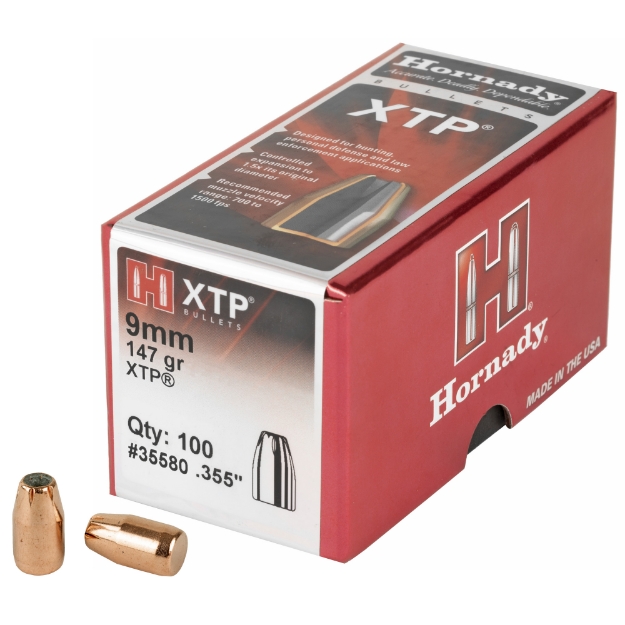 Picture of Hornady XTP  .355 Diameter  9MM  147 Grain  Hollow Point  100 Count 35580