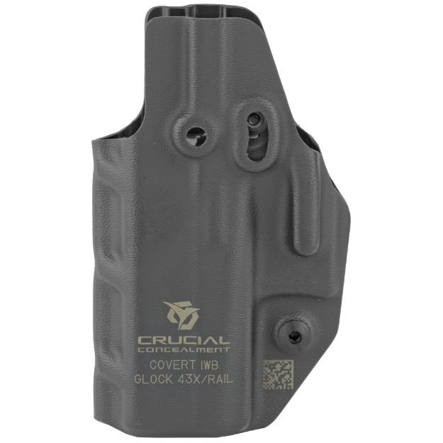 Picture of Crucial Concealment Covert IWB  Inside Waistband Holster  Ambidextrous  Kydex  Black  Fits Glock 43/43X 1019
