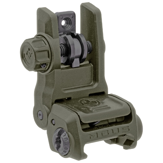 Picture of Magpul Industries MBUS 3 Back-Up Rear Sight  Rapid-Select Rear Aperture System  Ambidextrous Push-Button Deployment  Fits Picatinny Rails  OD Green MAG1167-ODG