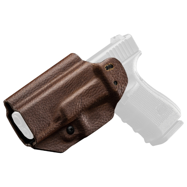 Picture of Mission First Tactical Hybrid Holster  Inside Waistband Holster  Ambidextrous  Fits Glock 19/23/45  Kydex with Leather Shell  Includes 1.5" Belt Attachment  Brown H3-GL-1-BR1