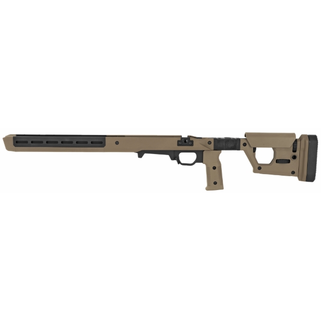 Picture of Magpul Industries Pro 700L Chassis Folding Stock  Fits Remington 700 Long Action  Fits Most Long Action AICS Pattern Magazines  Fully Adjustable/Ambidextrous  Push Button Folding  Billet Aluminum/Magpul Polymer Material  Flat Dark Earth MAG1002-FDE