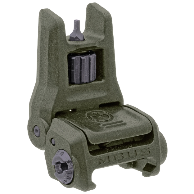 Picture of Magpul Industries MBUS 3 Back-Up Front Sight  Tool-Less Elevation Adjustment Similar to MBUS Pro  Ambidextrous Push-Button Deployment  Fits Picatinny Rails  Flip Up  OD Green MAG1166-ODG