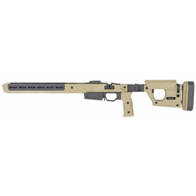 Picture of Magpul Industries Pro 700 Chassis  Fits Remington 700 Short Action  Fits Most AICS Pattern Magazines  Billet Aluminum/ Magpul Polymer Material  Fully Adjustable/Ambidextrous  Push Button Folding Stock  Flat Dark Earth MAG802-FDE