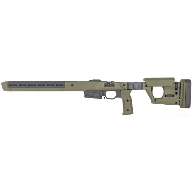 Picture of Magpul Industries Pro 700 Chassis  Fits Remington 700 Short Action  Fits Most AICS Pattern Magazines  Billet Aluminum/ Magpul Polymer Material  Fully Adjustable/Ambidextrous  Push Button Folding Stock  Olive Drab Green MAG802-ODG